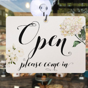 Store Window Glass Door Floral Open & Closed Sign