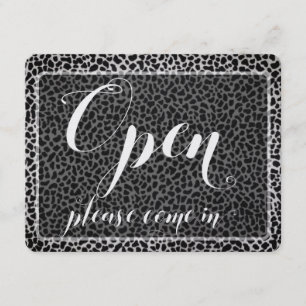 Store Window Leopard Hanging Open & Closed Sign
