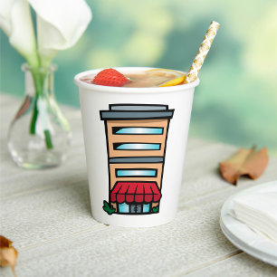 Storefront and Office Building Paper Cups