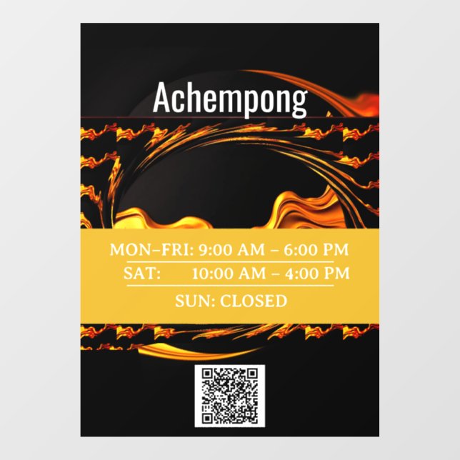 Storefront Sign: Achempong Gold Abstract Hour Disp (Sheet)