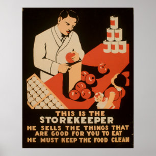 Storekeeper Must Keep Food Clean WPA Vintage Poster