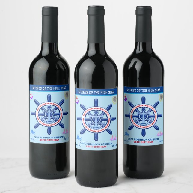 Stories Of The High Seas. Funny, Customisable Wine Label (Bottles)