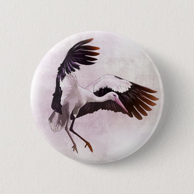 Stork 6 Cm Round Badge (Front)