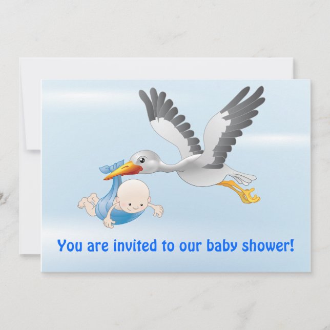 stork and baby (boy) invitation (Front)