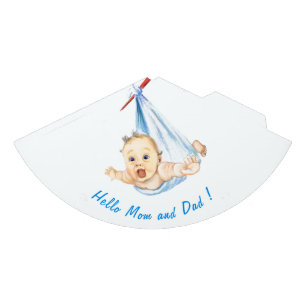 Stork and Baby Fynny Paper Party Hat Custom Text