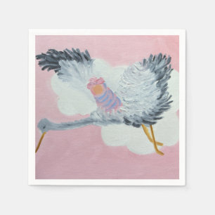 Stork and Baby Girl Cocktail Napkins