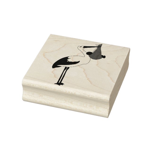 Stork and Baby Rubber Stamp (Stamp)