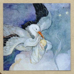 Stork and Baby Square Sticker