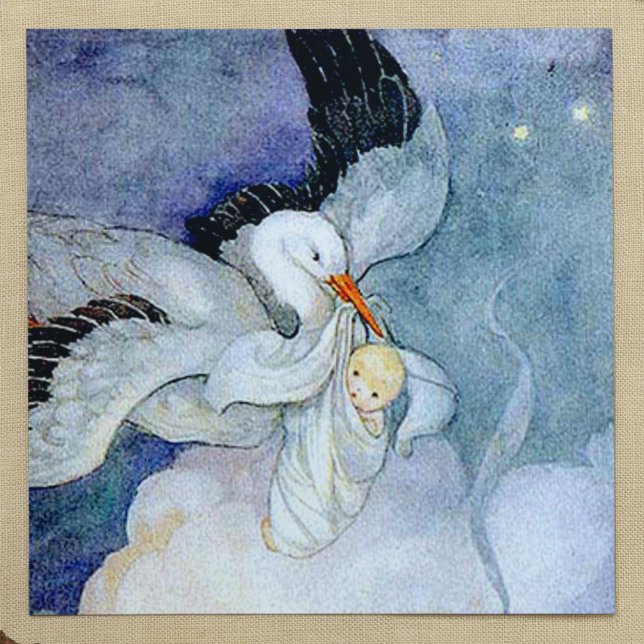 Stork and Baby Square Sticker (Creator Uploaded)