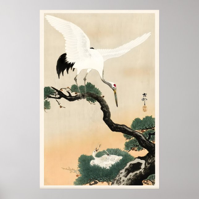 Stork and Pine Tree Japanese Fine Art Print  Home (Front)