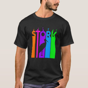 Stork Animal Rainbow Bubble With Silhouette T-Shirt
