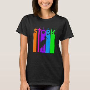 Stork Animal Rainbow Bubble With Silhouette T-Shirt