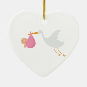 Stork Arrival Ceramic Ornament