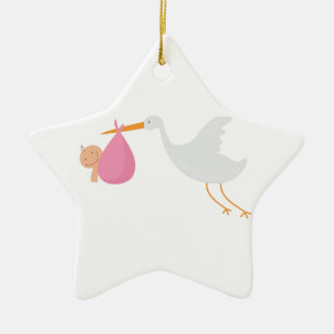 Stork Arrival Ceramic Tree Decoration