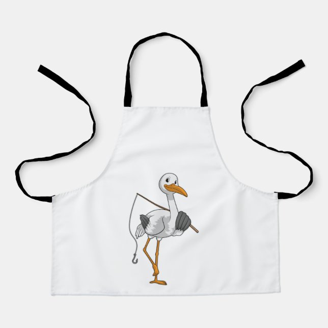 Stork as Fisher with Fishing rod Apron (Front)