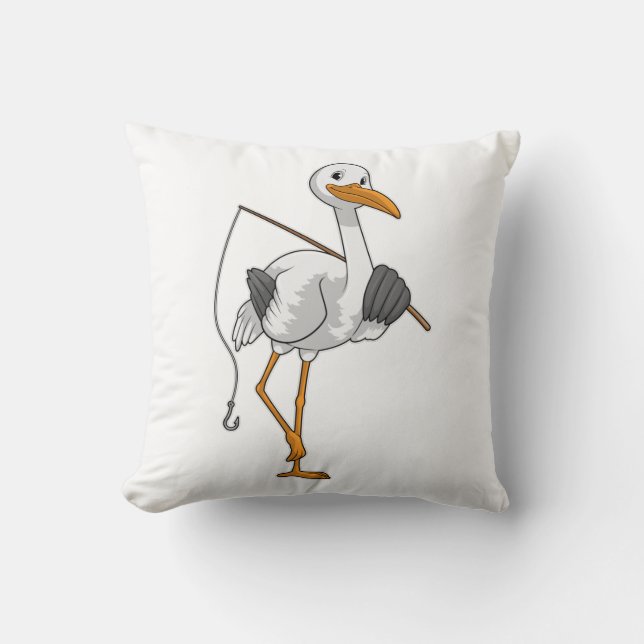 Stork as Fisher with Fishing rod Cushion (Front)