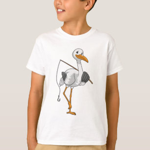 Stork as Fisher with Fishing rod T-Shirt