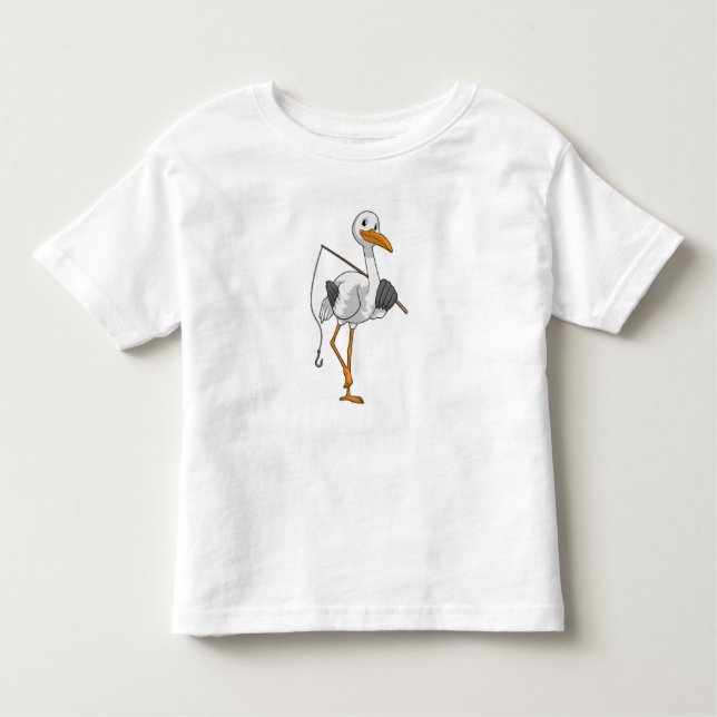 Stork as Fisher with Fishing rod Toddler T-Shirt (Front)