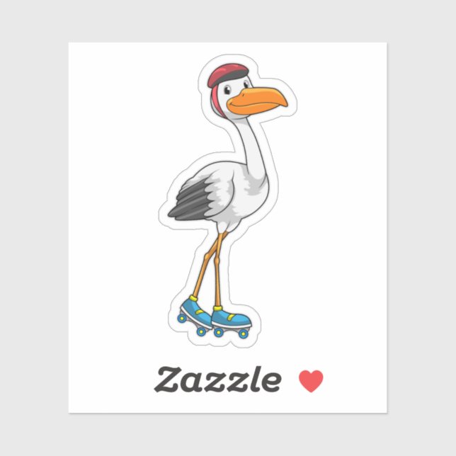 Stork as Inline skater with Roller skates (Sheet)