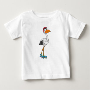 Stork as Inline skater with Roller skates Baby T-Shirt