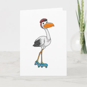 Stork as Inline skater with Roller skates Card
