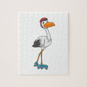 Stork as Inline skater with Roller skates Jigsaw Puzzle