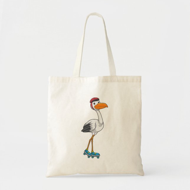 Stork as Inline skater with Roller skates Tote Bag (Front)