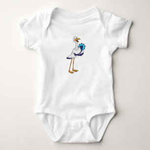 Stork as Musician with Tambourine Baby Bodysuit