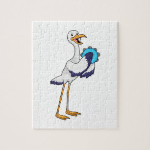 Stork as Musician with Tambourine Jigsaw Puzzle