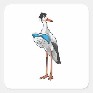 Stork as Teacher with Book Square Sticker