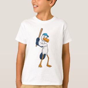 Stork at Baseball with Baseball bat T-Shirt
