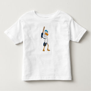 Stork at Baseball with Baseball bat Toddler T-Shirt