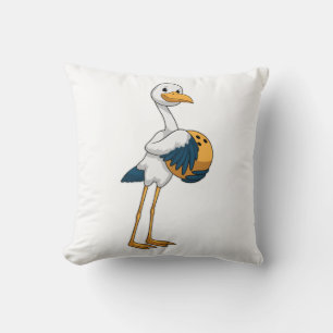 Stork at Bowling with Bowling ball Cushion