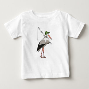 Stork at Fishing with Fishing rod Baby T-Shirt