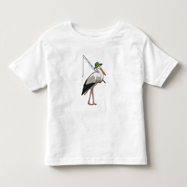 Stork at Fishing with Fishing rod Toddler T-Shirt (Front)
