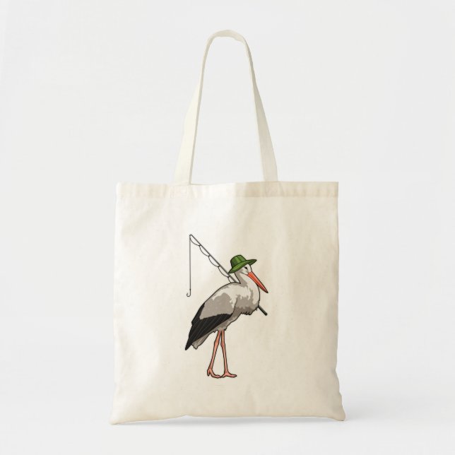 Stork at Fishing with Fishing rod Tote Bag (Front)