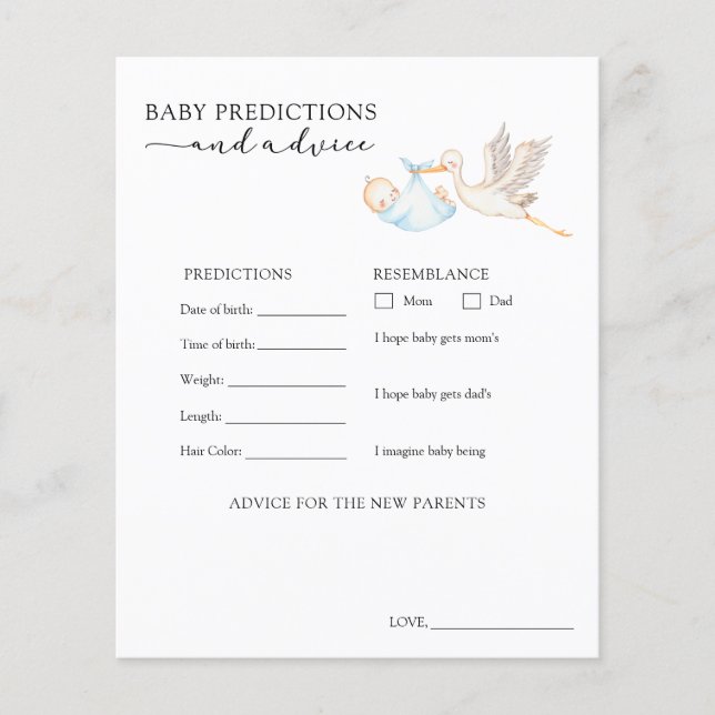 Stork Baby Boy Advice and Predictions (Front)