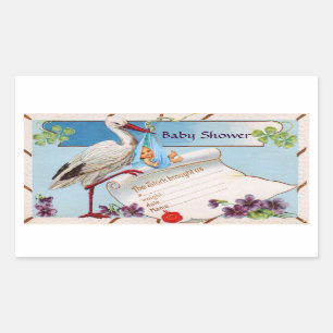 STORK BABY BOY SHOWER 2 RECTANGULAR STICKER