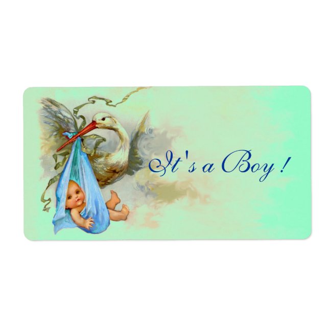STORK BABY BOY SHOWER BLUE GREEN (Front)