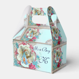 STORK BABY BOY SHOWER BLUE MONOGRAM FAVOUR BOX