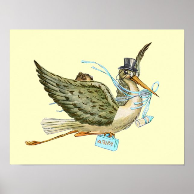 STORK BABY BOY SHOWER ,cream Poster (Front)