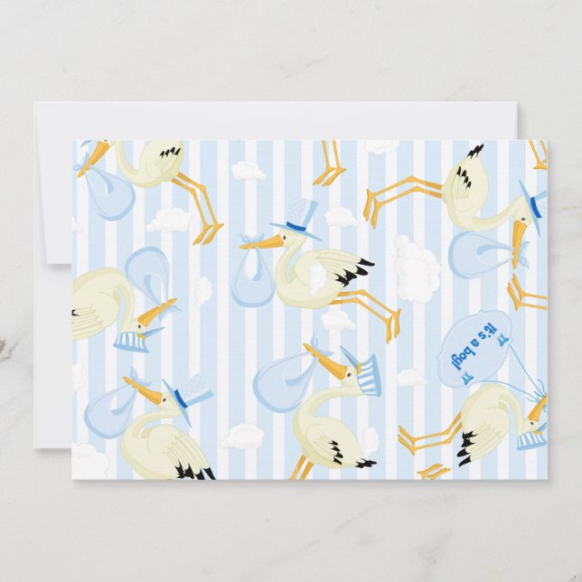 Stork Baby boy Shower Invitations (Front)