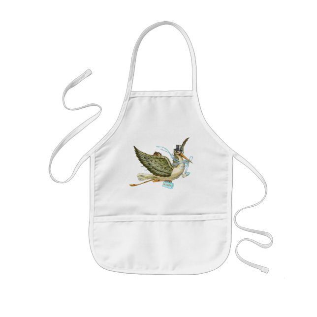 STORK BABY BOY SHOWER KIDS APRON (Front)