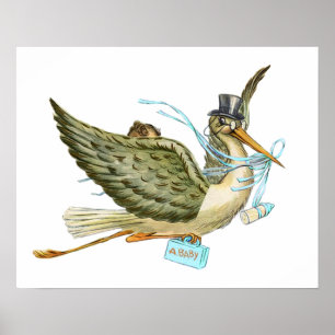 STORK BABY BOY SHOWER POSTER