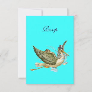 STORK BABY BOY SHOWER ,RSVP, Turquase RSVP Card