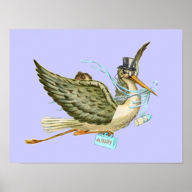 STORK BABY BOY SHOWER ,turquase Poster (Front)