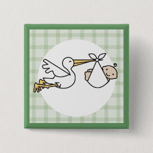 Stork Baby Delivery 15 Cm Square Badge