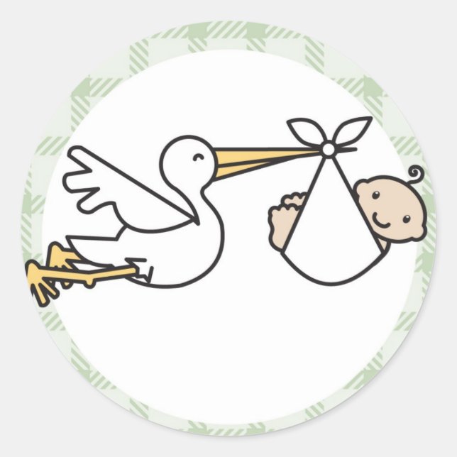 Stork Baby Delivery Classic Round Sticker (Front)