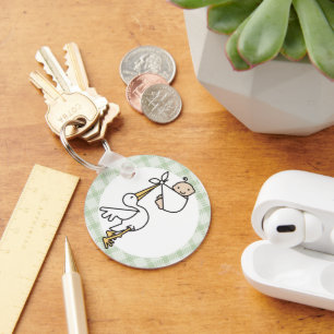 Stork Baby Delivery Key Ring