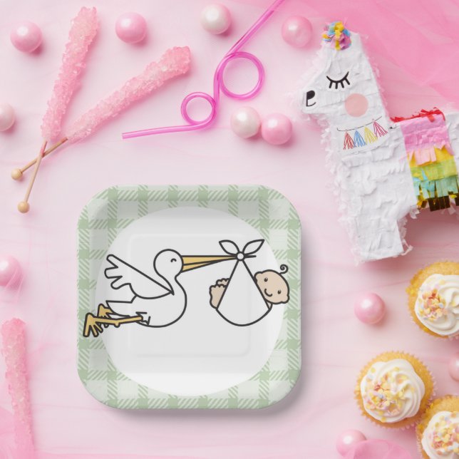 Stork Baby Delivery Paper Plate (Party)
